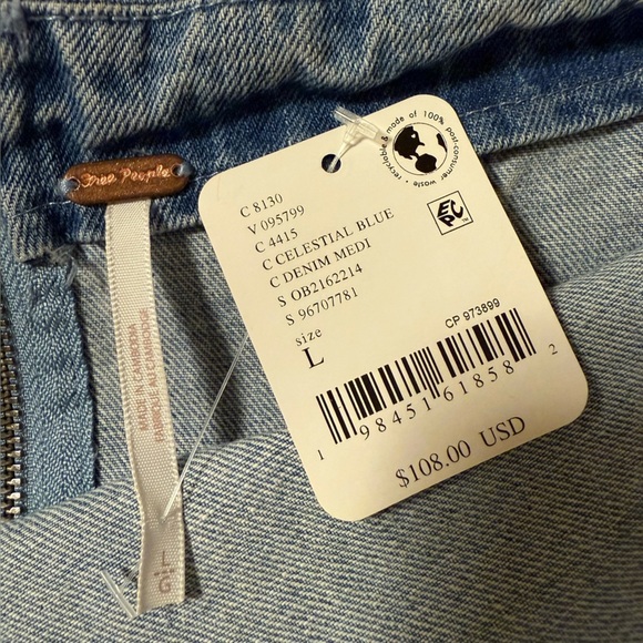 Free People Trevi Denim Halter Mini Dress in Celestial Light Blue Jean - Picture 9 of 16